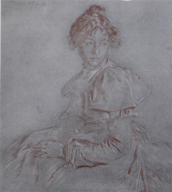 § Augustus John (1878-1961) Portrait of a seated girl, 13.75 x 12.5in. Provenance: Agnew & Sons, No.34340